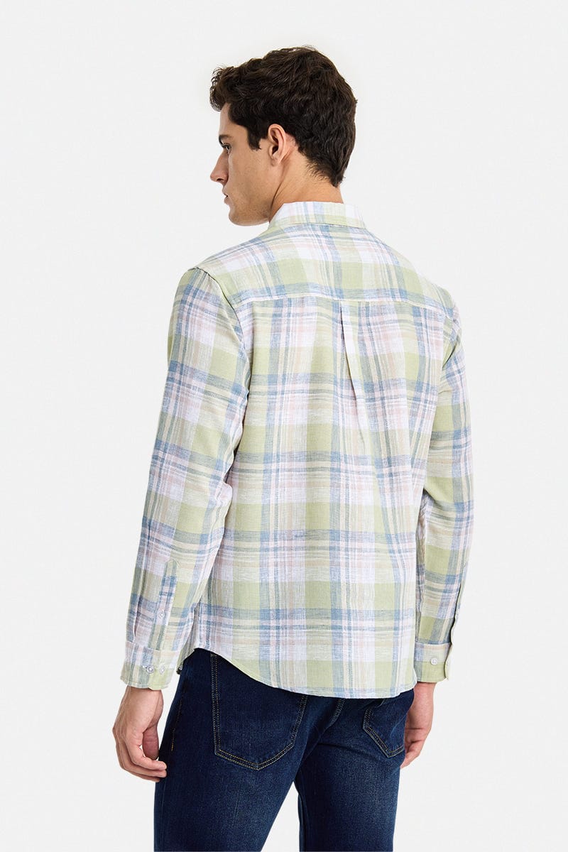 Men's Green Checked Casual Shirt